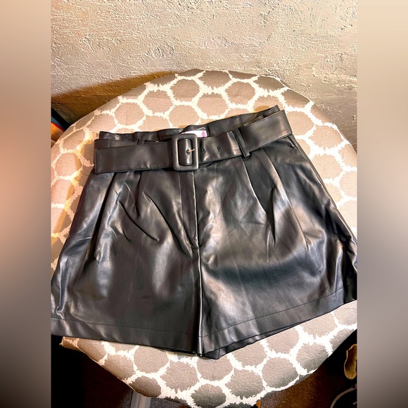 Black Faux Leather Shorts with Wide Waistband looks brand new without tag great!